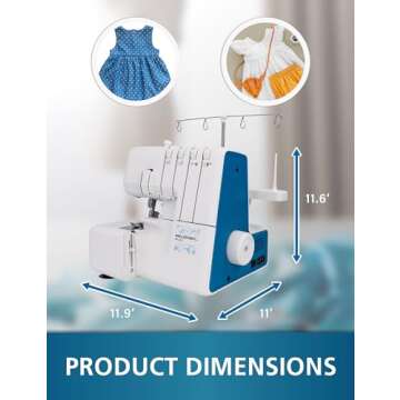 MILLEPUNTI Serger Overlock Sewing Machine with 1300 Stitches Per Min 2/3/4 Thread Adjustable Stitch ...