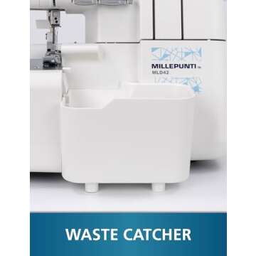 MILLEPUNTI Serger Overlock Sewing Machine with 1300 Stitches Per Min 2/3/4 Thread Adjustable Stitch Length Differential Feed Include Accessory Kit MLD42