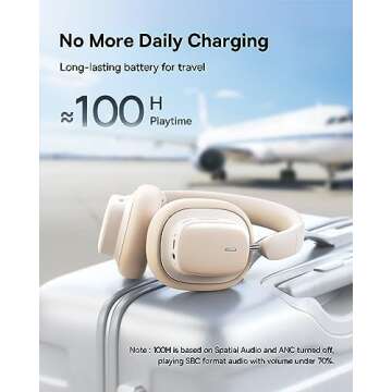 Baseus Active Noise Cancelling Headphones with 100H Playtime, LHDC Hi-Res Sound, Reduce Noise by Up to 95%, Spatial Audio, ENC Mics, 0.038s Low Latency, Bluetooth 5.3 Wireless Headphones - Bowie H1i