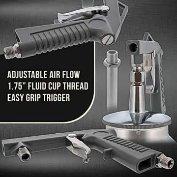 TCP Global Air Undercoating Spray Gun with Suction Feed Cup - Apply Sprayable Truck Bed Liner Coating, Rubberized Undercoat, Rust Proofing, Chip Guard Paint - Pneumatic Automotive Application Sprayer