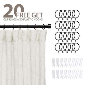 zeerobee Linen Curtains for Living Room/Bedroom Linen Curtains 108 Inches Long 2 Panels Set, Light Filtering Linen Drapes, Textured Natural Light Reducing Privacy Curtains, W50 x L108, Ivory