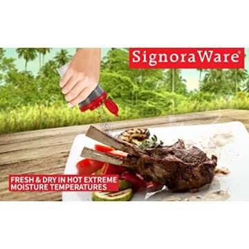 SIGNORAWARE Salt and Pepper Shakers Moisture Proof Set of 2 Large Salt Shaker to go Camping Picnic O...