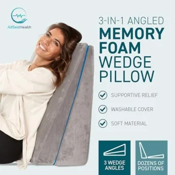 Memory Foam Bed Wedge Pillow - Adjustable Support for Comfort