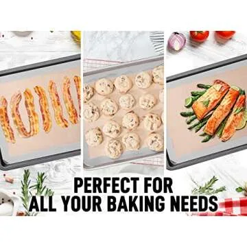 Zulay Kitchen (2 Pack) Silicone Baking Mat Sheet Set - Reusable Baking Mat Nonstick - Half Sheet Baking Mat For Oven - 16.5" x 11.6" (Light Gray)