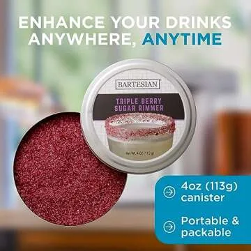 Bartesian Triple Berry Sugar Cocktail Glass Rimmer - Cocktails Glasses Sweet Rimming Garnish for Bar Drink Lemon Drop, Margaritas, Gimlets, Cosmopolitan - Home Bartending Mixology Supplies