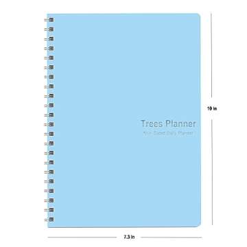 Daily Planner Notebook - Hourly Schedules Agenda Appointment Planner Undated with to-Do List,Meals,Notes 10"×7.3",Flexible PVC Hard Cover,Twin-Wire Binding