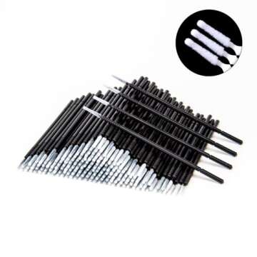 i-Laesh 200pcs Micro Brushes - Precision Microswabs for Eyelash Extensions, Lash Mascara Applicators - Ideal for Eye, Dental, Lashes, Brows, Personal Care - Black (Replacement - Pro Grip)