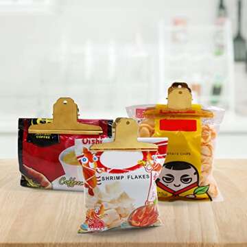 Coideal Gold Metal Bulldog Paper Clips, 3 Pack Stainless Steel Large Bull Clips Clamps for Drawing B...