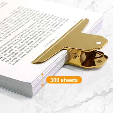 Coideal Gold Metal Bulldog Paper Clips, 3 Pack Stainless Steel Large Bull Clips Clamps for Drawing Board, Home Kitchen Office (5 7/10 Inch)