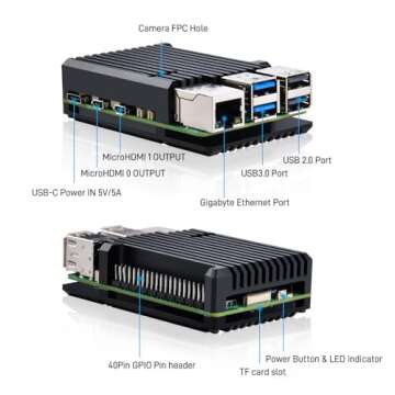 GeeekPi Aluminum Heatsink Case for Raspberry Pi 5, Aluminum Alloy Armor Case, Passive Cooling Case f...