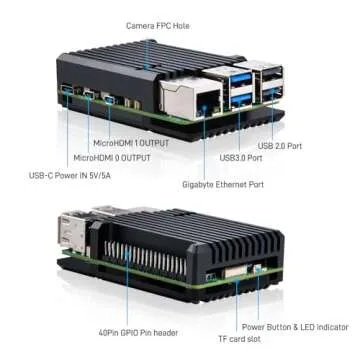 GeeekPi Aluminum Heatsink Case for Raspberry Pi 5, Aluminum Alloy Armor Case, Passive Cooling Case f...