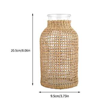 VORCOOL Rattan Woven Vase Rustic Country Style Basket Seagrass Woven Floor Standing Vase for Home Ar...