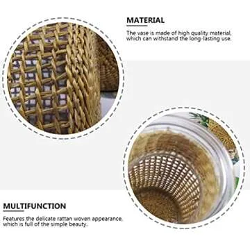 VORCOOL Rattan Woven Vase for Rustic Home Décor