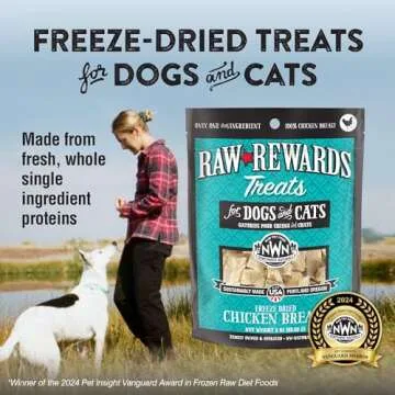 Northwest Naturals Raw Rewards Freeze-Dried Chicken Breast Treats for Dogs and Cats - Bite-Sized Pie...