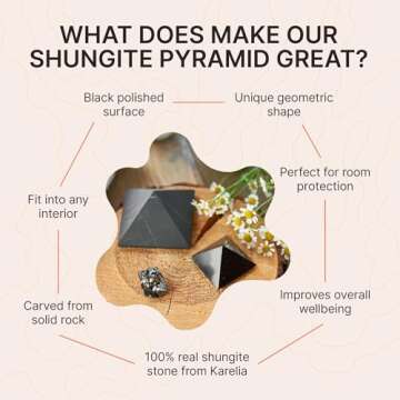Shungite Protection Polished Pyramid 2" (5 cm) | Authentic Shungite Stone Blocker Pyramid 2 inches (5 cm) | Black Stone Crystal Pyramid for Whole House Office Home Protection and Meditation PP03