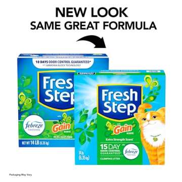 Fresh Step Clumping Cat Litter with Febreze Gain Scent, Long Lasting Odor Control, 14 lb