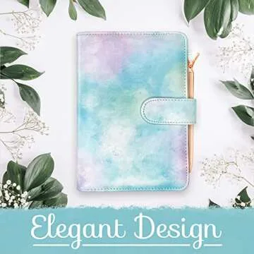 Leather Budget Binder with Free Diamond Pen , Zipper Envelopes , Budget Book , Budget Planner , Savings Binder with Cash Envelopes , Bill Planer (Multicolor)