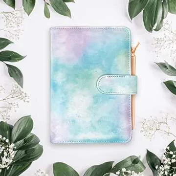 Leather Budget Binder with Free Diamond Pen , Zipper Envelopes , Budget Book , Budget Planner , Savings Binder with Cash Envelopes , Bill Planer (Multicolor)