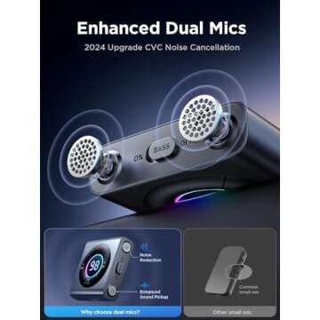 Bluetooth 5.4 Car Adapter [2024 Dual Mics Noise Cancelling] Bluetooth Aux Adapter for Car [HiFi Bass...