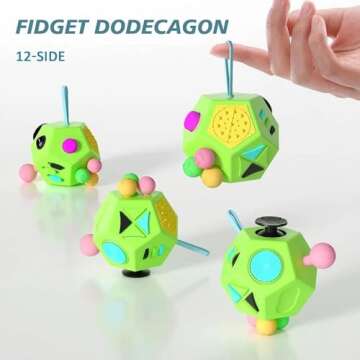 Fidget Dodecagon –12-Side Fidget Toys Cube Relieves Stress and Anxiety Anti Depression Cube for Children and Adults Easter Basket Stuffers Gift Idea (B1 Green)