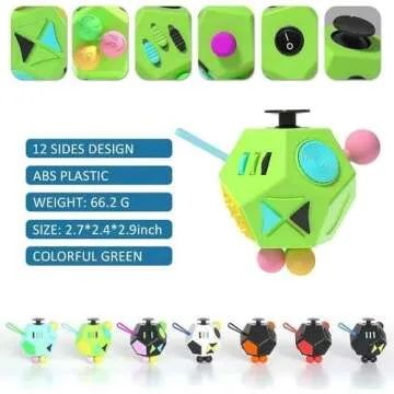 Fidget Dodecagon –12-Side Fidget Toys Cube Relieves Stress and Anxiety Anti Depression Cube for Children and Adults Easter Basket Stuffers Gift Idea (B1 Green)
