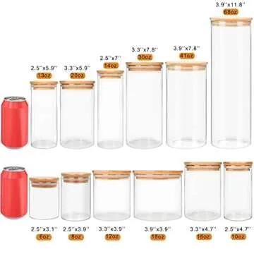 Glass Food Storage Containers Jars with Airtight Bamboo Lid 30 oz 8 pcs, 890 ml Pantry Organization Jar, Glass Terrarium with Lid, Spice, Flour and Sugar Container, Canister Set for Kitchen Counter