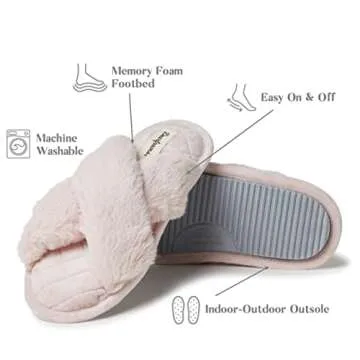 Dearfoams Womens Slide Slipper, Dusty Pink, Large