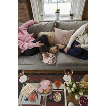 Dearfoams Womens Slide Slipper, Dusty Pink, Large