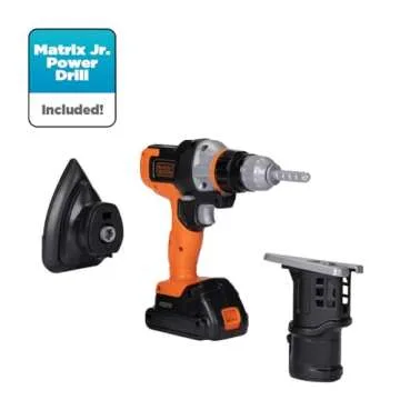 BLACK+DECKER Kids Tool Set All-in-One Mega Case Workshop with Electronic Toy Matrix Drill, Jigsaw and Sander Attachments, 25 Tools & Accessories, Play Tools for Toddlers & Kids
