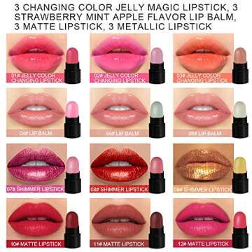 BINGBRUSH 12Pcs Mini Capsule Pills Makeup Lipstick Set,Color Changing Jelly Magic Strawberry Flavor ...