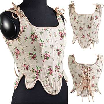 Womens Sexy Bustier Corset Top Y2K Eyelet Lace-up Floral Print Party Clubwear Bodice