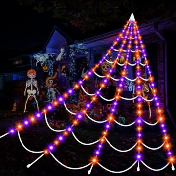 200 LED Halloween Spider Web Lights for Yard Decor
