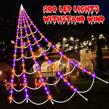 200 LED Halloween Spider Web Lights for Yard Decor