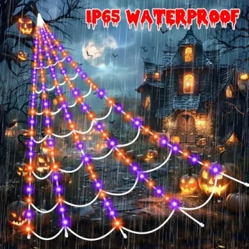200 LED Halloween Spider Web Lights for Yard Decor
