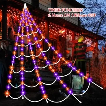 200 LED Halloween Spider Web Lights for Yard Decor