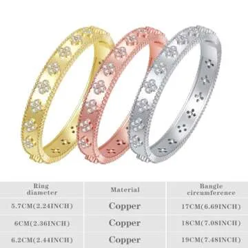 AIMADE 18k Gold Plated Lucky Clover Bracelet Bangle for Women Simple Cute Trendy Bracelet Jewelry Gi...