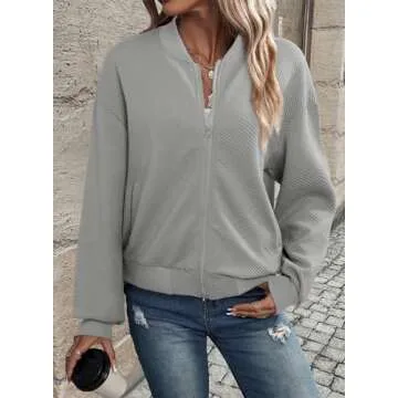 EVALESS Women's Lightweight Bomber Jacket for Fall