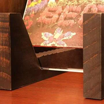 KAIU Vinyl Record Storage - Solid Wood with Crystal Clear Acrylic Holder - Premium Design, Perfect 12" LPs or 7" Singles Display Unit - Stores and Supports up to 50 Albums (Walnut)