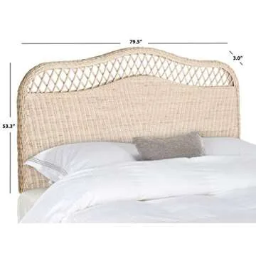 Safavieh Queen Sized Rattan Headboard in White Wash