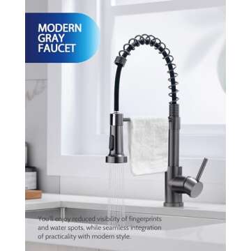 LUFEIDRA Kitchen Faucet Gray Black Sink Faucet with Sprayer, Easy Install, Durable & Stylish