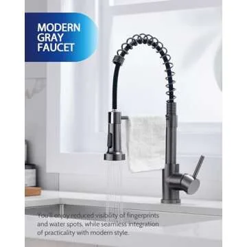 LUFEIDRA Kitchen Faucet Gray Black Sink Faucet with Sprayer, Easy Install, Durable & Stylish