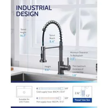 LUFEIDRA Kitchen Faucet Gray Black Stylish & Durable