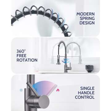 LUFEIDRA Kitchen Faucet Gray Black Stylish & Durable