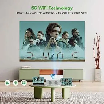 Mini Projector, 2023 Projector with WiFi and Bluetooth, Movie Projector, 1080P Full HD Supported Outdoor Projector, Portable Projector Compatible with Android/iOS/Windows/TV Stick/HDMI/USB