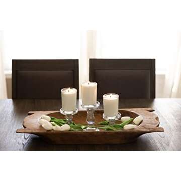 Red Barn Candle Company - 28" x 12" x 4" - Eurostyle Trencher Rustic Wooden Dough Bowl With Handles - Bateas - Home Decoration Display Centerpiece - Handmade & Imported from Mexico (Large)