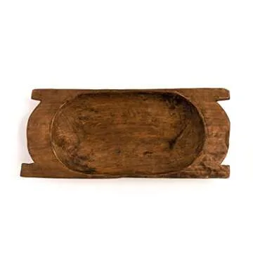 Red Barn Candle Company - 28" x 12" x 4" - Eurostyle Trencher Rustic Wooden Dough Bowl With Handles - Bateas - Home Decoration Display Centerpiece - Handmade & Imported from Mexico (Large)