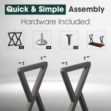 Yes4All Metal Table Legs 28 inch Height with Adjustable Protector Levelers, Zig Zag Heavy Duty Metal Dining Table Legs for Desk/Table, Black Metal Table Legs Bear Up to 800lb Set of 2