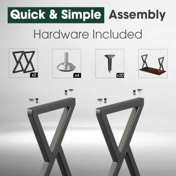 Yes4All Metal Table Legs 28 inch Height with Adjustable Protector Levelers, Zig Zag Heavy Duty Metal Dining Table Legs for Desk/Table, Black Metal Table Legs Bear Up to 800lb Set of 2