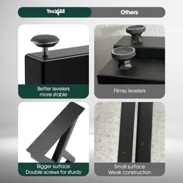 Yes4All Metal Table Legs 28 inch Height with Adjustable Protector Levelers, Zig Zag Heavy Duty Metal Dining Table Legs for Desk/Table, Black Metal Table Legs Bear Up to 800lb Set of 2