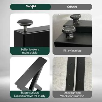 Yes4All Metal Table Legs 28 inch Height with Adjustable Protector Levelers, Zig Zag Heavy Duty Metal Dining Table Legs for Desk/Table, Black Metal Table Legs Bear Up to 800lb Set of 2